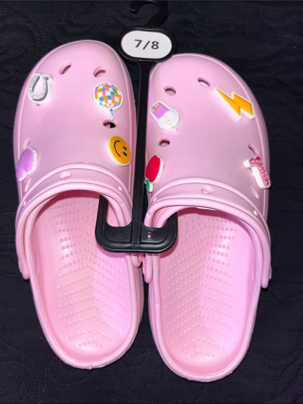 Womans Pink Slip-On Clog Shoes with Charms